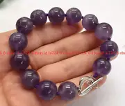 Huge 14mm Natural Purple Amethyst Round Gemstone Beads Bracelet Jewelry 7.5" AAA