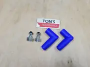 Pair Spark Plug Boots & Terminals 7-8mm wire Blue silicone 90 degree Right angle