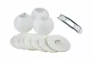 4" White Round Paper Lantern, Even Ribbing, Hanging Decoration (10 Pack)