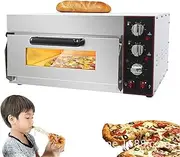 Commercial Electric Pizza Oven, 2000W Countertop Stainless Steel Pizza Maker, 50-350℃ Adjustable Temperature & 0~60min Timer, Bake 16-inch Pizza, For Turkey, Pizza, Bread, Pie