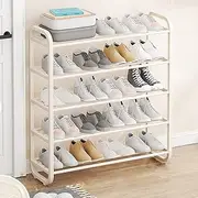 5 Tier Shoe Rack, Shoe Organizer, Metal Shoe Storage Organizer,Space-Saving Boots Storage Shelf for Living Room, Entryway Hallway and Closet up to 25 Pairs Shoes (White B)