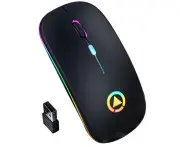 Wireless Mouse RGB Rechargeable Silent Mouse-Black