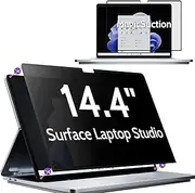 Peslv Privacy Screen for 14.4 Inch Surface Laptop Studio 2/1, MagicSuction™ Removable Anti Spy Black Protector, Glare Blue Light Filter for Microsoft Laptop Computer Monitor