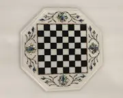 12" Luxury White Marble Exquisite Chess Board Abalone Shell Floral Inlay Art Dec