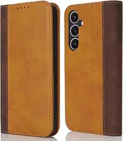 [SunYoo] for Galaxy S24 Plus Wallet Case with Card Holders for Women Men Portefeuille for Samsung S24Plus Coque étui Pour Femmes Homme Leather Bag Magnetic Book Stand Flip Cover Yellow Brown