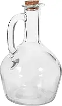 Luxshiny Glass Oil Dispenser Cruet Bottle with Cork Stopper Large Vinegar Shoyu Soy Sauce Pourer for Dressing Syrup Olive Oil Salad Water 430ml