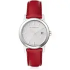 Brand New Burberry BU9129 City White Silver Dial Red Leather 34mm Women's Watch