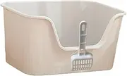 Leefasy Open Top Pet Litter Tray Sifting Litter Boxes Reusable Anti Splashing High Sided Pet Accessories Large Space Cat Litter Basin, Gray