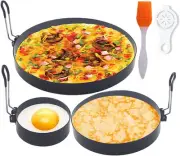 8" Omelette Ring,6" Pancake Ring,4" Griddle Egg Ring,Non-stick Black