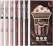 Liquid Ink Pen | 6x Coffee Theme Rollerball Pens | Portable Ball Point Ink Pens Set, Funny School Supplies for Boys, Girls