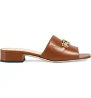 Gucci Zumi Papaya Brown Slide GG Interlocking Metal Logo Mule Flat Sandal 36