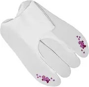 [おしゃれ kimono いろは] Fashionable kimono Iroha Women's Embroidered Tabi Socks, Tabi Cover, Stretch, Cuff, Embroidered, White, Made in Japan, Cherry blossom/fuchsia, Free Size