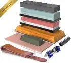 4 Grit Whetstone Knife Sharpening Kit Bamboo Strop Guide
