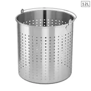 SOGA 12L 18/10 Stainless Steel Perforated Stockpot Basket Pasta Strainer with Handle