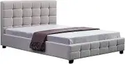 Linen Fabric Queen Deluxe Bed Frame and Headboard - 206cm x 162cm Beige