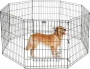 Dog Playpen - Foldable Metal Exercise Puppy Play Pen with 8 24" X 30", Black
