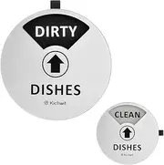 Kichwit Magnetic Clean Dirty Sign for Dishwasher, Works on All Dishwashers, Non-Scratch Strong Magnetic Backing, Residue Free Adhesive Included, 4 Inch, Black and Grey