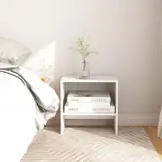 Wooden Bedside Cabinet With Shelf Organizer 2 Pcs White Bedroom Nightstand Unit