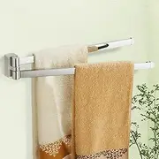 Swivel Towel Rail Stainless Steel Wall Mounted Towel Rack Holder with 2 Swivel Bars, Swing Towel Holder for Kitchen, Bathroom, Toilet,Silver