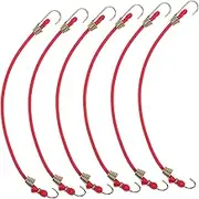 LOORGVEL 6pcs Heavy Duty Rubber Bungee Cords with Secure Hooks for Package Fastening Adjustable Elastic Straps for Camping Luggage and Home Use
