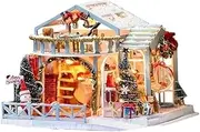 Christmas Dollhouse Miniature DIY Pop-up Book House Kit with Furniture Scale Creative Room Hand Assembled Jigsaw Miniature House Model Decoration Quiet Good Times