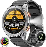 Military Smart Watch for Men with GPS, 1.43" AMOLED Bluetooth Call Smartwatch with LED Flashlight, Rugged Smart Watches for Android iOS, IP68 Waterproof Fitness Tracker with Sleep Monitor