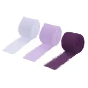 3 Rolls Chiffon Ribbon 1-1/2" 7Yard Hot Pink/Light Purple/Grape Purple