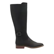 Clarks Camzin Branch 26153058 Womens Black Leather Zipper Knee High Boots 6.5