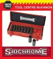 SIDCHROME XS410LT 10pce A/F / IMPERIAL 1/2” DRIVE IMPACT SOCKET SET IN METAL CAS
