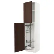 METOD high cabinet with cleaning interior, white/Sinarp brown, 60x60x240 cm