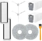 9 Pack Accessories Kit Replacement for Roborock P10/ Roborock Q Revo Robot Vacuum Cleaner, 2 Side Brushes, 2 Filters, 2 Dust Bags, 2 Mop Pads, 1 Cleaning Brush