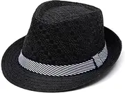 [HAMKVBPR] Men's Jazz Hat Breathable Panama Jazz Hat Summer Outdoor Sunshade Hat Mens Panama Hat
