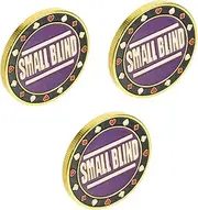 Totority 3pcs Big and Small Blinds Poker Cards Party Supply Poker Counting Chips Game Supplies Number Chips Poker Game Tokens Poker Card Dealer Button Gambling Game Accessory Purple Iron