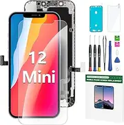 iPhone 12 Mini Screen Replacement Kit 5.4'' LCD Display 3D Touch Screen Digitizer Full Assembly Repair Kits Waterproof Frame Sticker+Screen Protector for A2176, A2398, A2400, A2399