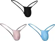 [BY.ECG] Men's Backless G-string V Back Sissies Tiny Thong Sexy Low Rise Thong 3 Pack