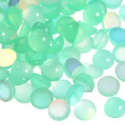 100pcs Cat Eye Resin Beads, 8mm Flatback Round Dome Beads Light Green