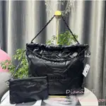 正品現貨 CHANEL 香奈兒 22K 新款 黑色 黑字 SO BLACK 垃圾袋包 手提袋 單肩包 AS3260