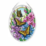 AMIA Glass "Glad Gladiolus" Medium Oval Suncatcher ~~ Butterfly ~~