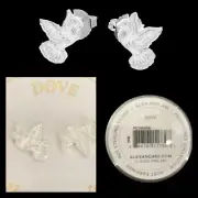 Alex And Ani Dainty .0925 Sterling Silver Textured Dove Shaped Stud Earrings