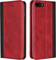 Cavor for iPhone 8 Plus Case,iPhone 7 Plus Case,Premium Leather Folio Flip Wallet Case Cover Magnetic Closure Book Design with Kickstand Feature & Card Slots(5.5")-Red