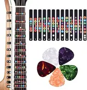 Guitar Note Stickers | Fretboard Stickers Guitar Accessories Kit | Acoustic Guitar Note Stickers with 5 Guitar Picks Fingerboard Frets Map Sticker for Beginner Learner Practice Jmedic