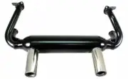 2 TIP EXHAUST SYSTEM -1 3/8 BLACK W/ CHROME TIPS - VW BUG BAJA GHIA EMPI 3418