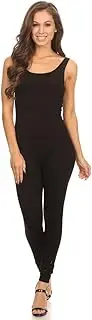 [Stretch Cotton Bodysuit] Women's Scoop Neck Sleeveless Stretch Cotton One Piece Jumpsuits Unitard Bodysuits(&Plus)