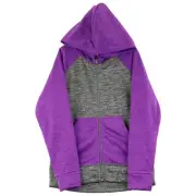 HEAD Youth Girls Full Zip Hoodie Jacket, X-Small (5/6), Charcoal Heather/Purple