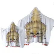 Funny Cats Aggressive Kitten Towel with Hood