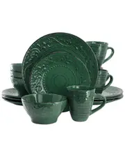 Elama Malibu Sea Glass 16pc Green Dinnerware Set