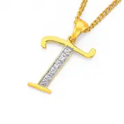 9ct Gold Diamond Initial T Pendant