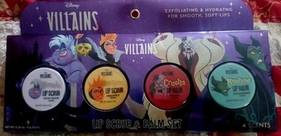 DISNEY VILLIANS AFFORDABLE LIPSCRUB BALM SET~ EXFOLIATING/ HYDRATING LIPS