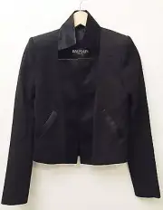 NWT Balmain Ladies Size 36 Black Wool & Linen Blazer $3540