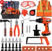 Kids Tool Set 36PCS Toddler Toy Kit w/ Overalls, Tool Box, Drill, Gift 3-5 Yr